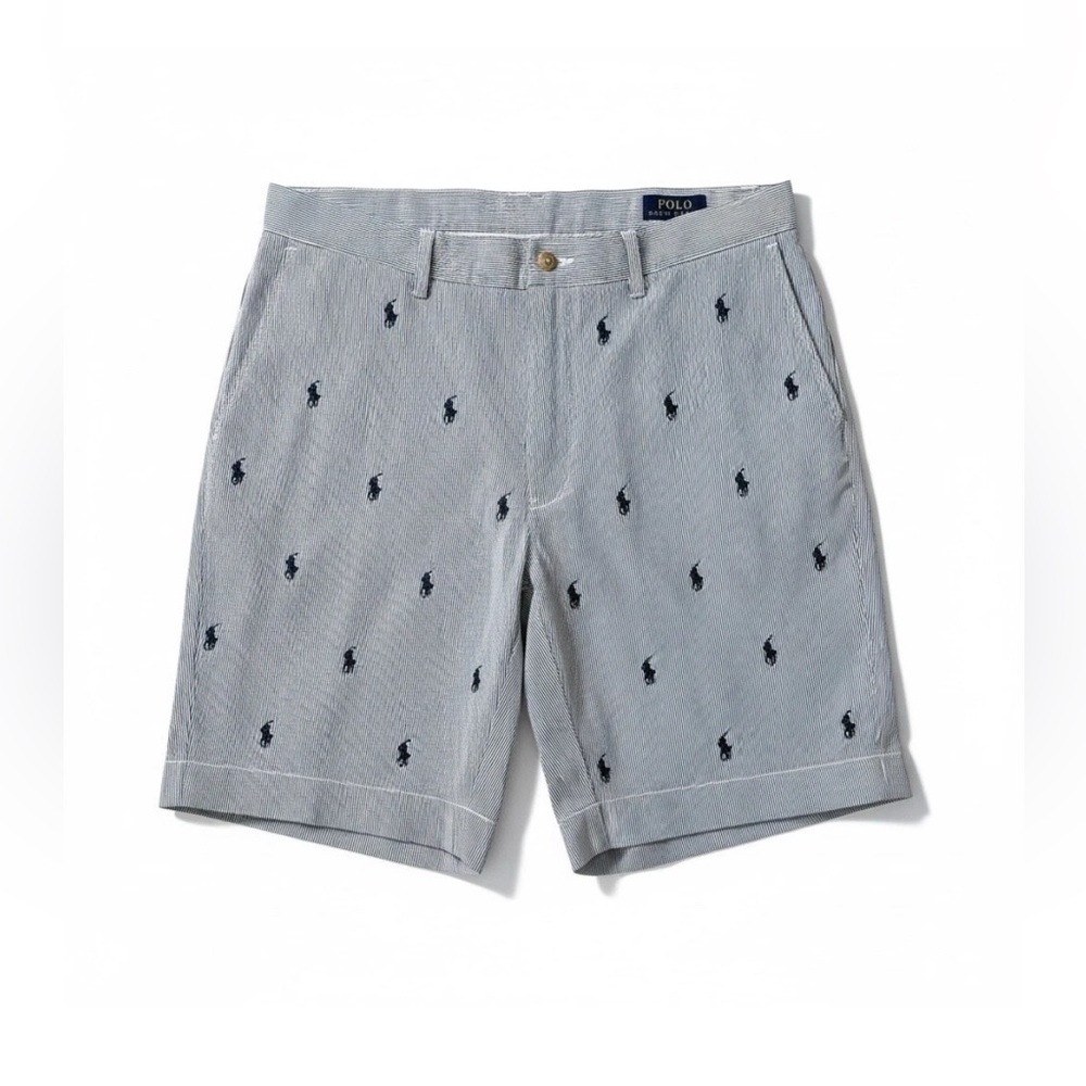 Polo Ralph Lauren ALL OVER PONY SEERSUCKER Stripe Classic Fit 9” Shorts Men’s 34